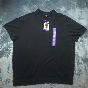 Express Mens Black Zip Sweater Polo‎ Textured Short Sleeve Knit Shirt XXL NEW